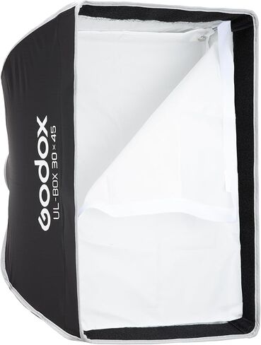Godox 18 بوصة × 24 بوصة سوفت بوكس ​​مستطيل قابل للطي، صندوق ناعم سريع التحرير مع حامل بوينز، ناشر، شبكة، حقيبة، لـ Godox SL60II AD400PRO AD600 أخرى Bowen Mount Studio Flash Speedlite. in Kuwait