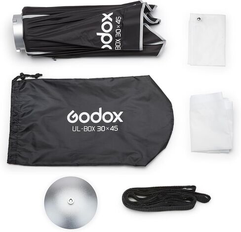 Godox 18 بوصة × 24 بوصة سوفت بوكس ​​مستطيل قابل للطي، صندوق ناعم سريع التحرير مع حامل بوينز، ناشر، شبكة، حقيبة، لـ Godox SL60II AD400PRO AD600 أخرى Bowen Mount Studio Flash Speedlite. in Kuwait