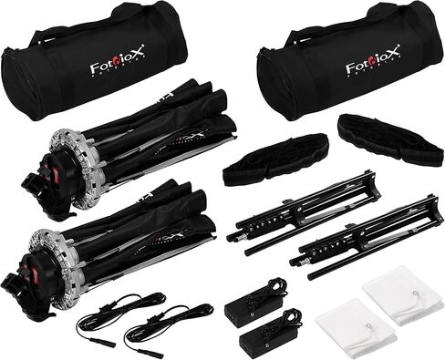 Fotodiox DLX EZ-Light T660 2-Light Kit - Set of Two Collapsible Bicolor (3200k-5600k) Photo/Video LED Lights w/ 24" Softbox, Handle, Grid & 6' Stand in Saudi Arabia