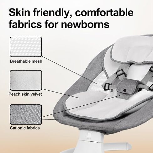 Baby Swing for Newborn to Toddler, 5 Speed Portable Infant Swing with Bluetooth Touch, Remote Control, 10 Lullabies, Timer, 5 Point Harness and Soft Fabric (Grey) in Saudi Arabia