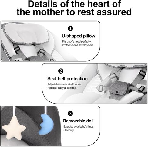 Baby Swing for Newborn to Toddler, 5 Speed Portable Infant Swing with Bluetooth Touch, Remote Control, 10 Lullabies, Timer, 5 Point Harness and Soft Fabric (Grey) in Saudi Arabia