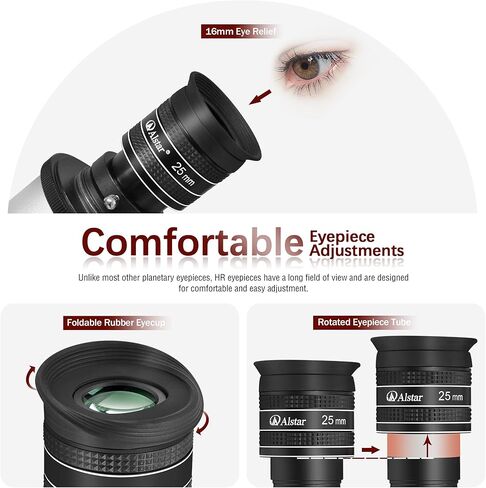 Alstar 1.25" 58 Degree 25mm Telescope Eyepiece - Bundle with - 1.25" Telescope Moon Filter Set in Saudi Arabia
