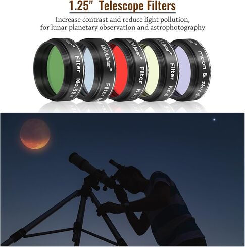 Alstar 1.25" 58 Degree 9mm Telescope Eyepiece - Bundle with - 5Pcs 1.25" Telescope Filters Kit in Saudi Arabia