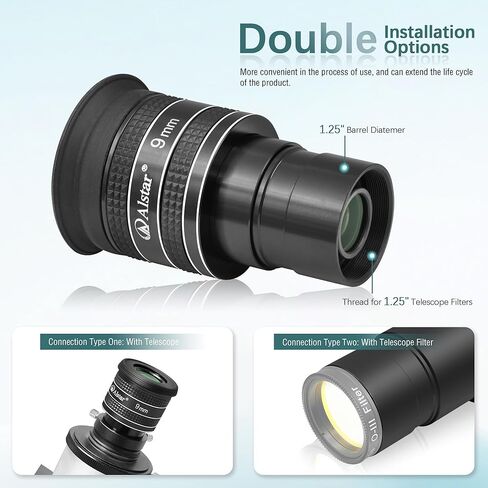 Alstar 1.25" 58 Degree 9mm Telescope Eyepiece - Bundle with - 2 inch to 1.25 inch Telescope Eyepiece Adapter in Saudi Arabia