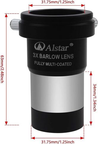 Alstar 1.25" 58 Degree 25mm Telescope Eyepiece - Bundle with - 3X Barlow Lens in Saudi Arabia