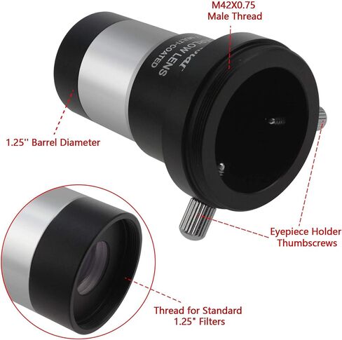 Alstar 1.25" 58 Degree 20mm Telescope Eyepiece - Bundle with - 3X Barlow Lens in Saudi Arabia