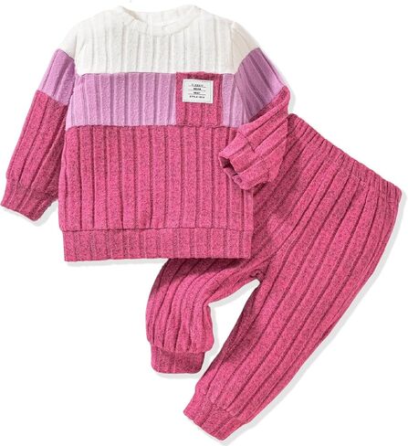 Giraropa Toddler Baby Boy Clothes Patchwork Pullover 2Pcs Pants Set Long Sleeve Sweater Sweatsuit Cute Fall Winter Outfits in Saudi Arabia