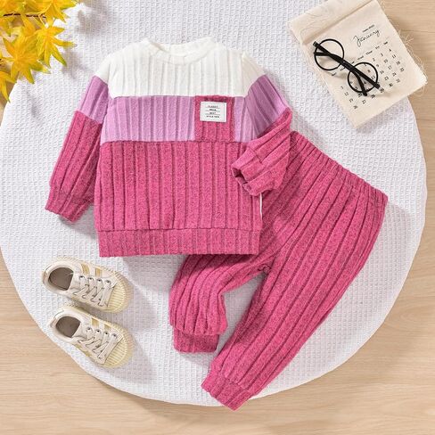 Giraropa Toddler Baby Boy Clothes Patchwork Pullover 2Pcs Pants Set Long Sleeve Sweater Sweatsuit Cute Fall Winter Outfits in Saudi Arabia