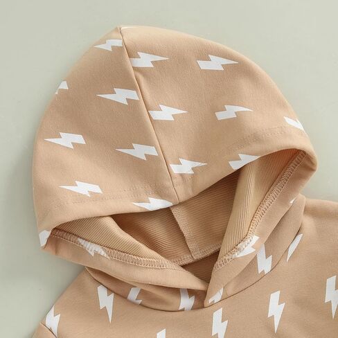 Ynibbim طفل صبي الشتاء الزي البرق يطبع طويلة الأكمام مقنعين البلوز الدافئة الطفل Sweatsuits الخريف بانت مجموعات in Kuwait