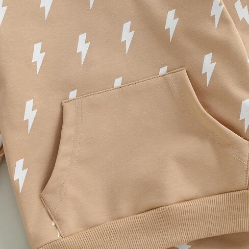 Ynibbim طفل صبي الشتاء الزي البرق يطبع طويلة الأكمام مقنعين البلوز الدافئة الطفل Sweatsuits الخريف بانت مجموعات in Kuwait