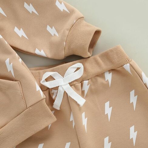 Ynibbim طفل صبي الشتاء الزي البرق يطبع طويلة الأكمام مقنعين البلوز الدافئة الطفل Sweatsuits الخريف بانت مجموعات in Kuwait