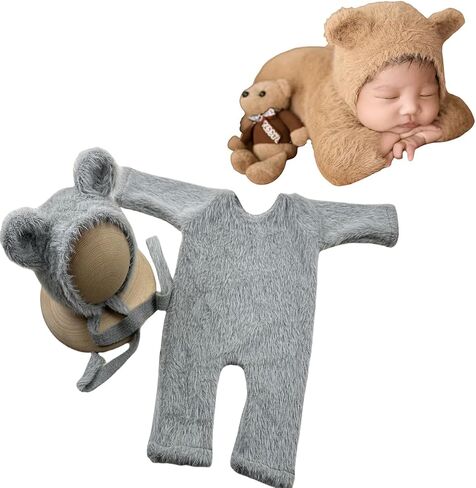 Newborn Photography Props Outfits Knitted Cute Bear Hat Romper Baby Photo Props Costume for Girl Boy Photoshoot Props in Saudi Arabia