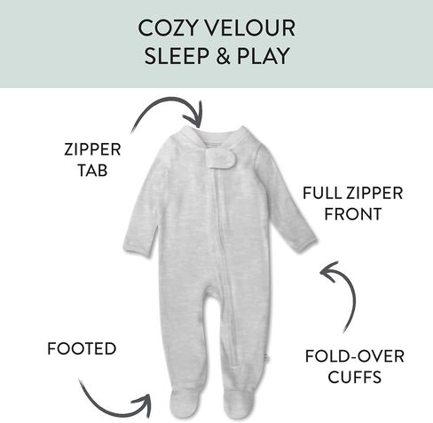 HonestBaby unisex-baby Velour Sleep & Play Footed One-piece Pajama Sleeper 100% Organic Cotton in Saudi Arabia