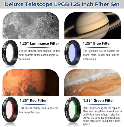 Alstar 1.25" 58 Degree 8mm Telescope Eyepiece - Bundle with - LRGB 1.25 Inch Filter Set in Saudi Arabia