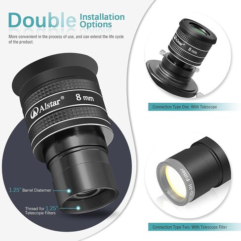 Alstar 1.25" 58 Degree 8mm Telescope Eyepiece - Bundle with - LRGB 1.25 Inch Filter Set in Saudi Arabia