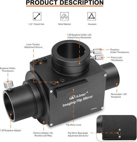 Alstar 1.25" 58 Degree 20mm Telescope Eyepiece - Bundle with - 1.25 inch Astrophotography Flip Mirror in Saudi Arabia