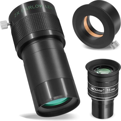 Alstar 1.25" 58 Degree 15mm Telescope Eyepiece - Bundle with - 2 inch ED 2X Barlow Lens in Saudi Arabia