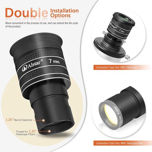 Alstar 1.25" 58 Degree 7mm Telescope Eyepiece - Bundle with - 1.25" Extendable Camera Adapter in Saudi Arabia