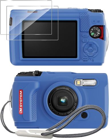 حافظة سيليكون لكاميرا Olympus Tough TG-7 الرقمية مع قطعتين واقي شاشة وحبل - أسود in Kuwait