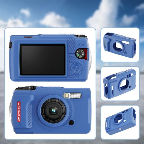 حافظة سيليكون لكاميرا Olympus Tough TG-7 الرقمية مع قطعتين واقي شاشة وحبل - أسود in Kuwait