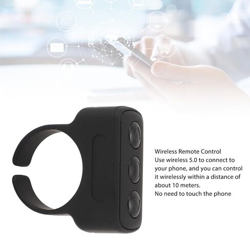 Sanpyl Remote Scrolling Ring for TikTok, Bluetooth Ring Controller Page Turner for Camera Shutter Remote Control for Smartphone Camera (Black) in Saudi Arabia