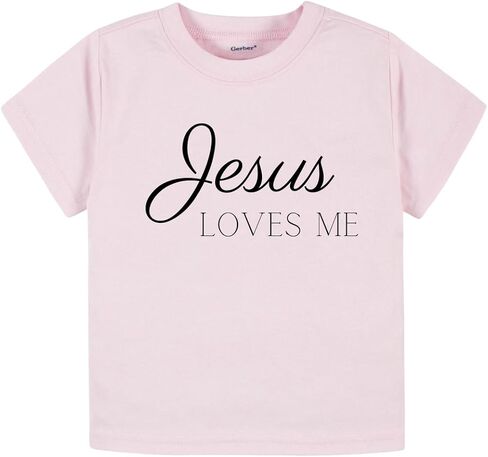 تي شيرت Jesus Loves Me لطيف ديني، تي شيرت للأطفال والأطفال الصغار - ملابس مضحكة للفتيات والأولاد لحفلة استقبال المولود الجديد in Saudi Arabia