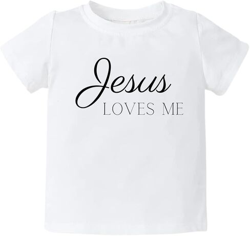 تي شيرت Jesus Loves Me لطيف ديني، تي شيرت للأطفال والأطفال الصغار - ملابس مضحكة للفتيات والأولاد لحفلة استقبال المولود الجديد in Saudi Arabia