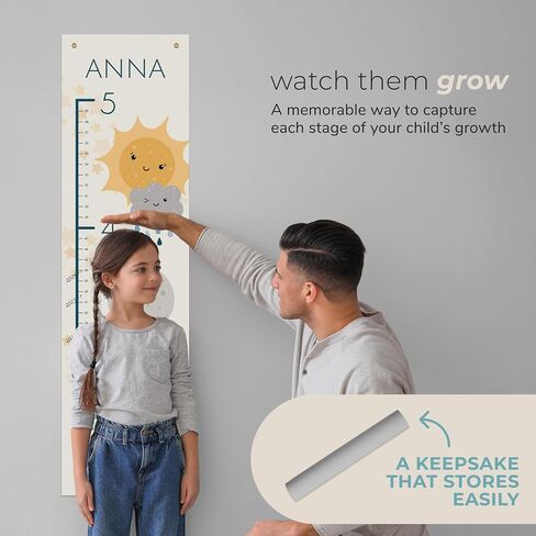 Prints Next Day – Custom Weather-Themed Growth Chart – 12" x 43.5" Wall Height Chart for Kids – Personalized with Name – Toddler Room Decor – Birthday – PVC-Free – Printed in USA in Saudi Arabia