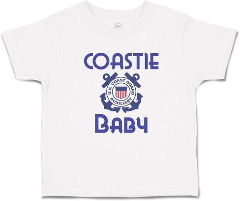 Toddler T-Shirt Coast Guard United States Coast Guard Auxiliary Coastie Baby with Flag Cotton Law Enforcement Boy & Girl Clothes Navy Baby Funny Tee A White Design Only 2T in Saudi Arabia