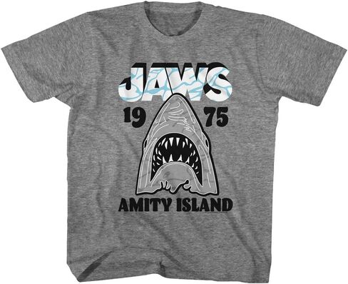 Jaws 70s Classic Horror Movie 1975 Amity Island Shark Image Toddler Short Sleeve T-Shirt Graphic Tee in Saudi Arabia