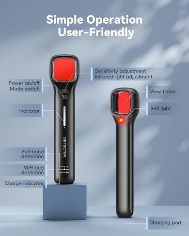 Hidden Camera Detectors with Viewfinder Bug Detector & Spy Camera Finder, Perfect for Hotels, Car, Travel & Office with Rechargeable Battery for 7 Levels Sensitivity 4 Modes in Saudi Arabia