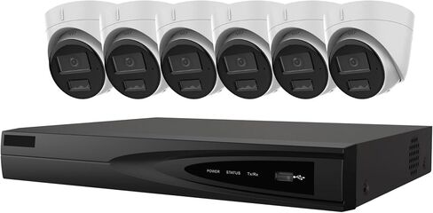 8 Channel IP Camera System, EKI-K82T46C 4K Value Express PoE NVR Kit with 6 x 4MP Color Night Version Turret Dome Cameras 2.8mm with 2TB HDD, H.265+, Cable not Included in Saudi Arabia