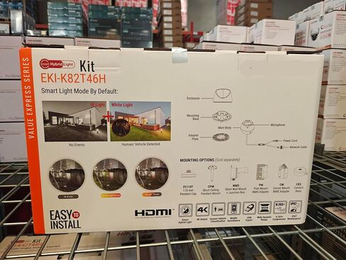 8 Channel IP Camera System, EKI-K82T46C 4K Value Express PoE NVR Kit with 6 x 4MP Color Night Version Turret Dome Cameras 2.8mm with 2TB HDD, H.265+, Cable not Included in Saudi Arabia