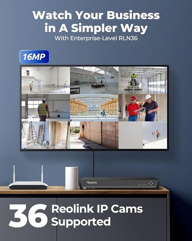 REOLINK 36CH Network Video Recorder for Home Security Camera System Bundle, Work with 16MP/12MP/4K/8MP/5MP/4MP REOLINK PoE Security Camera, No HDD Included, RLN36 with NVR Bracket in Saudi Arabia