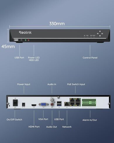 REOLINK 36CH Network Video Recorder for Home Security Camera System Bundle, Work with 16MP/12MP/4K/8MP/5MP/4MP REOLINK PoE Security Camera, No HDD Included, RLN36 with NVR Bracket in Saudi Arabia