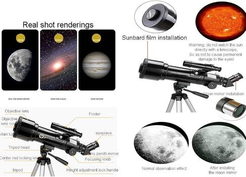 Monoculars Telescope, u2019s Astronomical Telescope， Entry-Level Telescope，70mm Aperture 400mm AZ Mount Astronomical Refractor Telescope，The (Color : Pac in Saudi Arabia