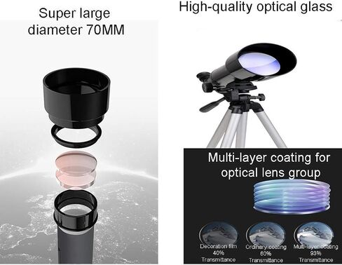 Monoculars Telescope, u2019s Astronomical Telescope， Entry-Level Telescope，70mm Aperture 400mm AZ Mount Astronomical Refractor Telescope，The (Color : Pac in Saudi Arabia