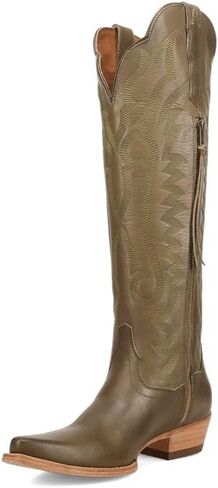 Dan Post Boots Womens Heartland Zippered Snip Toe Casual Boots Over the Knee Low Heel 1-2" - Black in Saudi Arabia