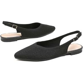 Slingback Flats for Women Pointed Toe Knit Ballet Flats Comfortable Breathable Adjustable Ankle Buckle Dressy Flats for Party Prom Dance in Kuwait