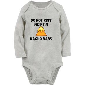 IDzn Babies لا تقبلني إذا أنا ناتشو بيبي رومبير مضحك لحديثي الولادة ملابس داخلية للأطفال الصغار ملابس طويلة من قطعة واحدة in Kuwait