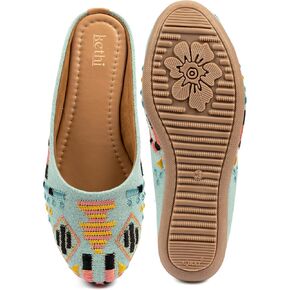 Kethi Women’s Handcrafted Floral Embroidered Ethnic Juttis | Traditional Slip-On Mojaris with Soft Cushioned Insole | Casual & Festive Wear Footwear in Saudi Arabia