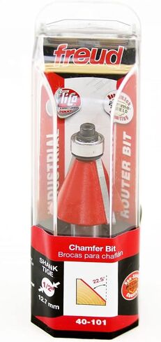 Freud 1-1/4" Chamfer Router Bit with Tico Hi-Density Carbide for Maximum Performance - Ideal for Edge Treatment & Joinery, 1-1/4" Diameter, 1/2" Shank, 22-1/2° Angle, 2 Cutters - 40-101 in Saudi Arabia