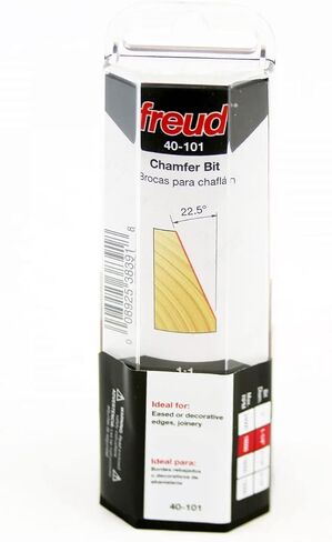 Freud 1-1/4" Chamfer Router Bit with Tico Hi-Density Carbide for Maximum Performance - Ideal for Edge Treatment & Joinery, 1-1/4" Diameter, 1/2" Shank, 22-1/2° Angle, 2 Cutters - 40-101 in Saudi Arabia
