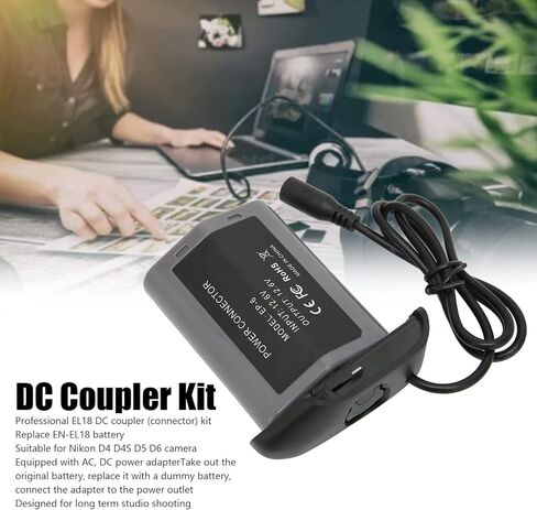 مجموعة قارنة التوصيل DC EL18 متوافقة مع D4 D4S D5 D6، بطارية دمية خارجية مع محول إمداد الطاقة، مستمرة للاستوديو، تحسين كفاءة العمل (قابس الولايات المتحدة 100‑240 فولت) in Saudi Arabia