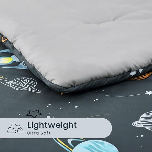 Wake In Cloud - طقم سرير للأطفال الصغار للأولاد، Space Rocket Planet Star، طقم سرير أطفال ناعم مكون من 4 قطع بما في ذلك لحاف وملاءات وغطاء وسادة، رمادي in Kuwait