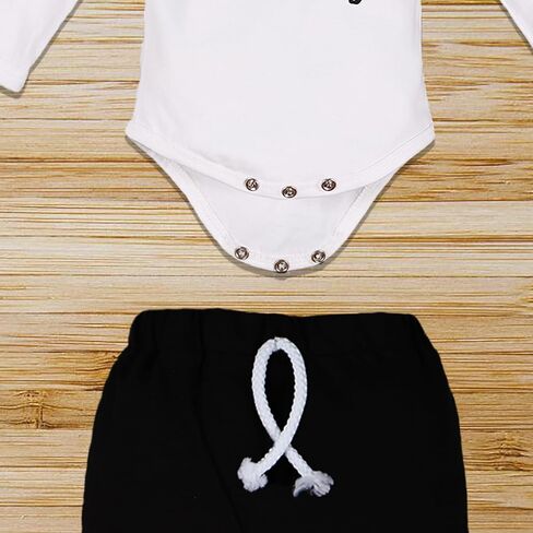 Baby Boy Clothes Newborn Fall Outfits Round Neck Letter Printed Romper+Pants+Hat 3PCS Outfits in Kuwait