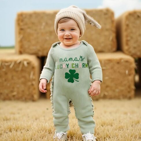 بدلة My First St Patricks Day للأطفال البنات والأولاد من Mamas Lucky Charm رومبير بذلة ملابس الربيع للأطفال حديثي الولادة in Kuwait