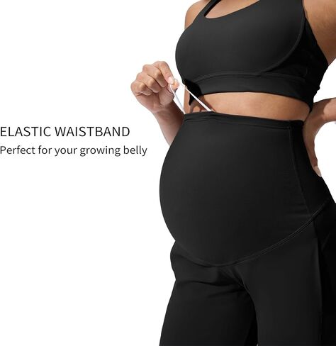 Mama Land Women's Maternity Jogger Over The Belly Stretchy Pregnancy Pants with Pockets Buttery Soft Lounge Activewear in Saudi Arabia