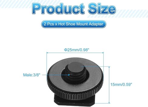 PATIKIL Hot Shoe Adapter 3/8" Male, 2 Pcs Hot Shoe Mount Adapter Camera Mount Screw Camera Video Light Converter for Microphone Holder Accessories 0.59x0.98x0.98 Inch in Saudi Arabia