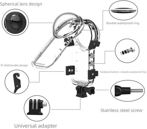 Transparency Case for Waterproof Case Diving 60m Protective Panoramic Sports Camera Antifall Invisible Protector in Saudi Arabia